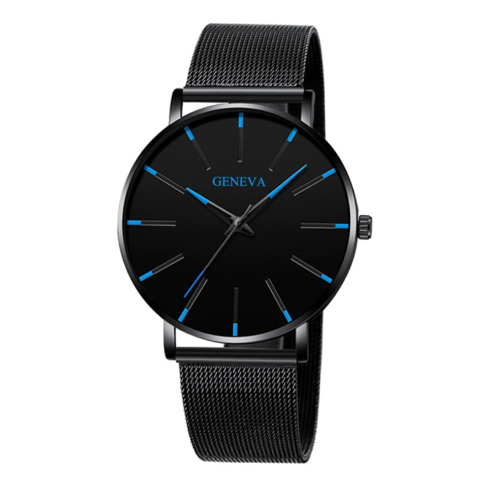 Orologio al quarzo - movimento di lusso anologo per uomo e donna - acciaio inossidabile - nero-blu