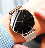 Geneva Quartz Horloge - Anoloog Luxe Uurwerk voor Mannen en Vrouwen  - Roestvrij staal - Goud