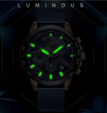 Lige Orologio al quarzo - movimento di lusso anologo da uomo - acciaio inossidabile - blu