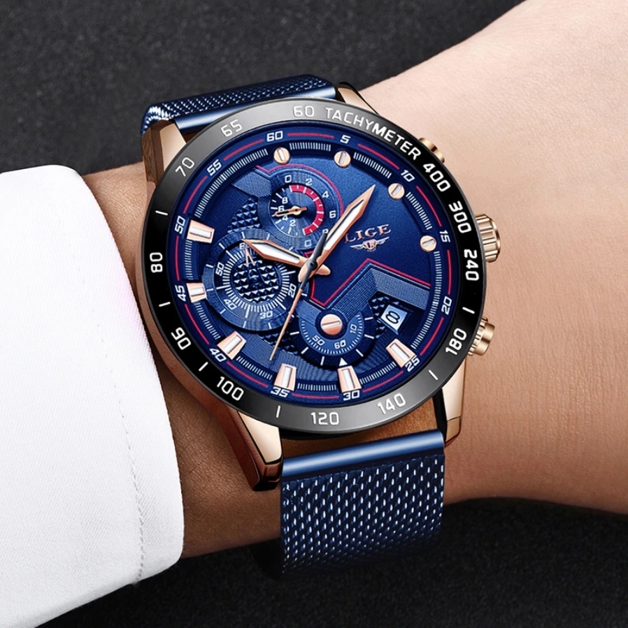Lige Quartz Horloge Anoloog Luxe Uurwerk voor Heren Roestvrij