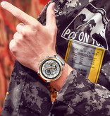 Curren Reloj Anologue - Movimiento de cuarzo de lujo con correa de cuero para hombre - Acero inoxidable - Naranja-Plata