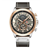 Curren Anologue Watch - Leather Strap Luxury Quartz Movement for Men - Stainless Steel - Black