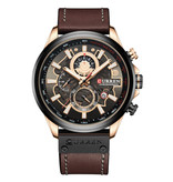 Curren Anologue Watch - Leather Strap Luxury Quartz Movement for Men - Stainless Steel - Brown