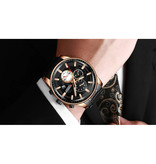 Curren Montre de luxe en acier - Mouvement analogique à quartz en acier inoxydable pour homme - Noir