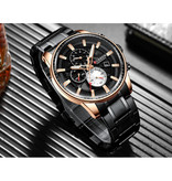 Curren Steel Luxury Watch - Strap Analog Quartz Stainless Movement for Men - Black