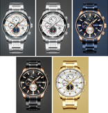 Curren Stalowy luksusowy zegarek - pasek analogowy mechanizm kwarcowy ze stali nierdzewnej dla mężczyzn - czarny