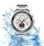 Curren Stalowy luksusowy zegarek - analogowy mechanizm kwarcowy ze stali nierdzewnej dla mężczyzn - srebrno-złoty