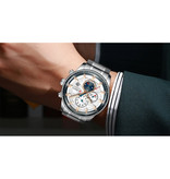 Curren Montre de luxe en acier - Mouvement analogique à quartz en acier inoxydable pour homme - Argent-Or