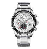 Curren Stalowy luksusowy zegarek - pasek analogowy mechanizm kwarcowy ze stali nierdzewnej dla mężczyzn - srebrny