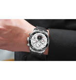 Curren Steel Luxury Watch - Strap Analog Quartz Stainless Movement for Men - Silver