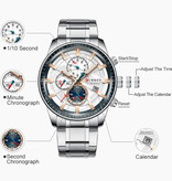 Curren Steel Luxury Watch - Strap Analog Quartz Stainless Movement for Men - Gold