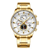 Curren Steel Luxury Watch - Strap Analog Quartz Stainless Movement for Men - Gold