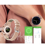 Rundoing NY12 Reloj inteligente de lujo Reloj Rastreador de actividad física iOS Android - Cuero rosa