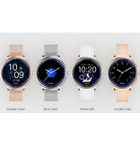 Rundoing NY12 Luxus Smartwatch Uhr Fitness Activity Tracker iOS Android - Rosa Leder