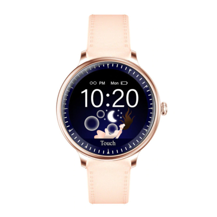 NY12 Reloj inteligente de lujo Reloj Rastreador de actividad física iOS Android - Cuero rosa