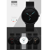 CRRJU Reloj de cuarzo - Movimiento de lujo Anologue para hombres y mujeres - Negro-Dorado