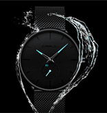 CRRJU Montre à quartz - Mouvement de luxe Anologue pour homme et femme - Noir-Or