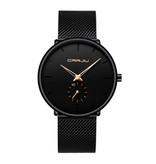 CRRJU Montre à quartz - Mouvement de luxe Anologue pour homme et femme - Noir-Or