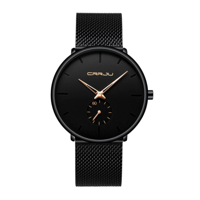 CRRJU Quartz Watch - Anologue Luxury Movement for Men and Women - Black-Gold