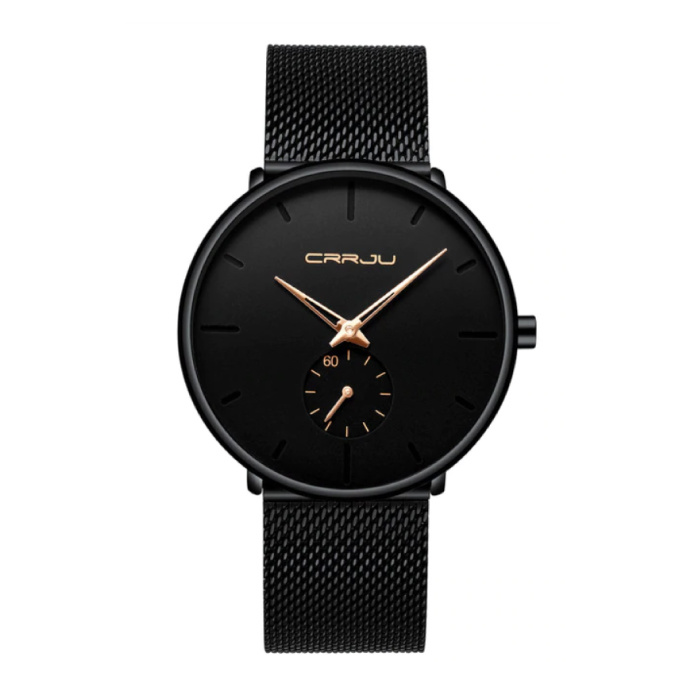 Zegarek kwarcowy - Anologue Luxury Movement dla mężczyzn i kobiet - czarno-złoty