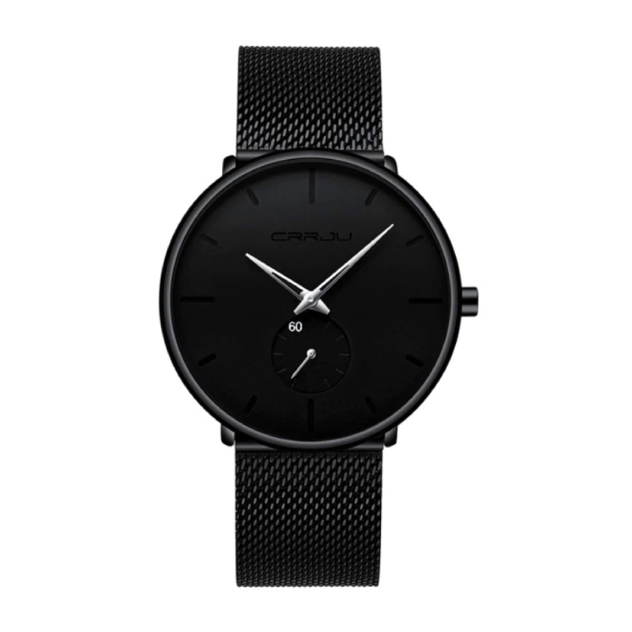 Reloj de cuarzo - Movimiento de lujo Anologue para hombres y mujeres - Negro-Plata