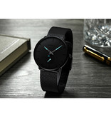 CRRJU Reloj de cuarzo - Movimiento de lujo Anologue para hombres y mujeres - Negro-Azul