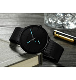 CRRJU Reloj de cuarzo - Movimiento de lujo Anologue para hombres y mujeres - Negro-Azul