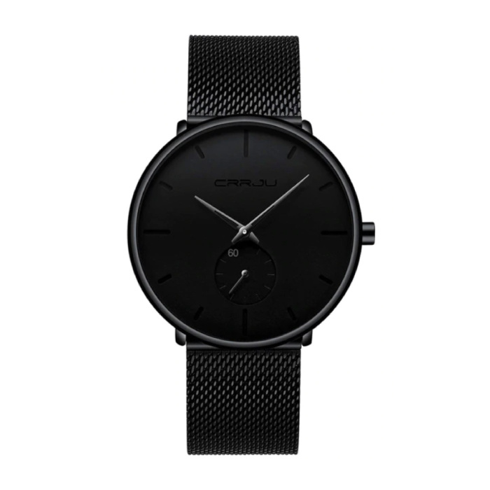 Reloj de cuarzo - Movimiento de lujo anólogo para hombres y mujeres - Negro