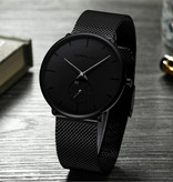 CRRJU Montre à quartz - Mouvement de luxe Anologue pour homme et femme - Noir