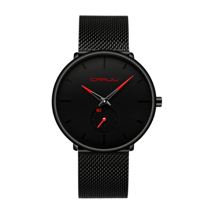 Montre à quartz - Mouvement de luxe Anologue pour homme et femme - Noir-Rouge