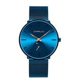 CRRJU Montre à quartz - Mouvement de luxe Anologue pour homme et femme - Bleu-Or