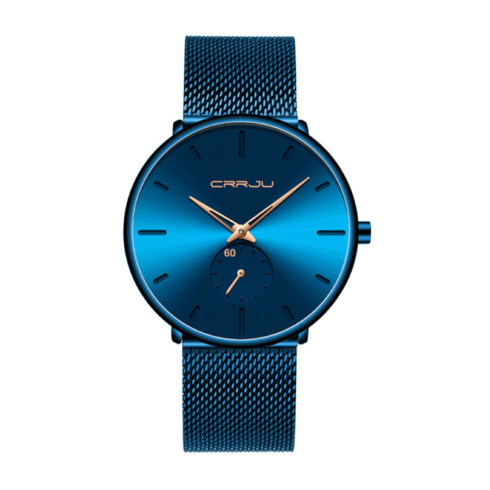 Orologio al quarzo - movimento di lusso anologo per uomo e donna - blu-oro