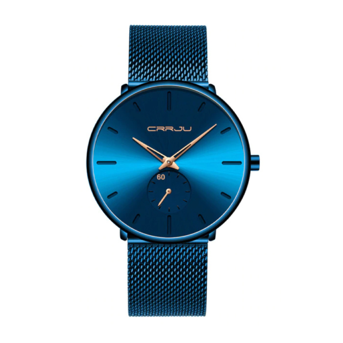 Reloj de cuarzo - Movimiento de lujo Anologue para hombres y mujeres - Azul-Dorado