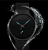CRRJU Reloj de cuarzo - Movimiento de lujo Anologue para hombres y mujeres - Negro-Azul