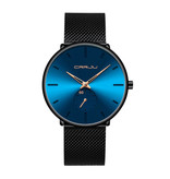 CRRJU Montre à quartz - Mouvement de luxe Anologue pour homme et femme - Noir-Bleu