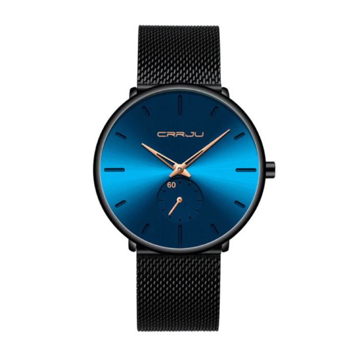 Quartz Watch - Anologue Luxury Movement for Men and Women - Black-Blue