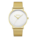 Geneva Luxe Dames Horloge - Anoloog Uurwerk Mesh Bandje voor Vrouwen