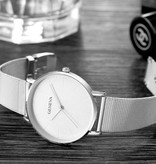 Geneva Luxe Dames Horloge - Anoloog Uurwerk Mesh Bandje voor Vrouwen