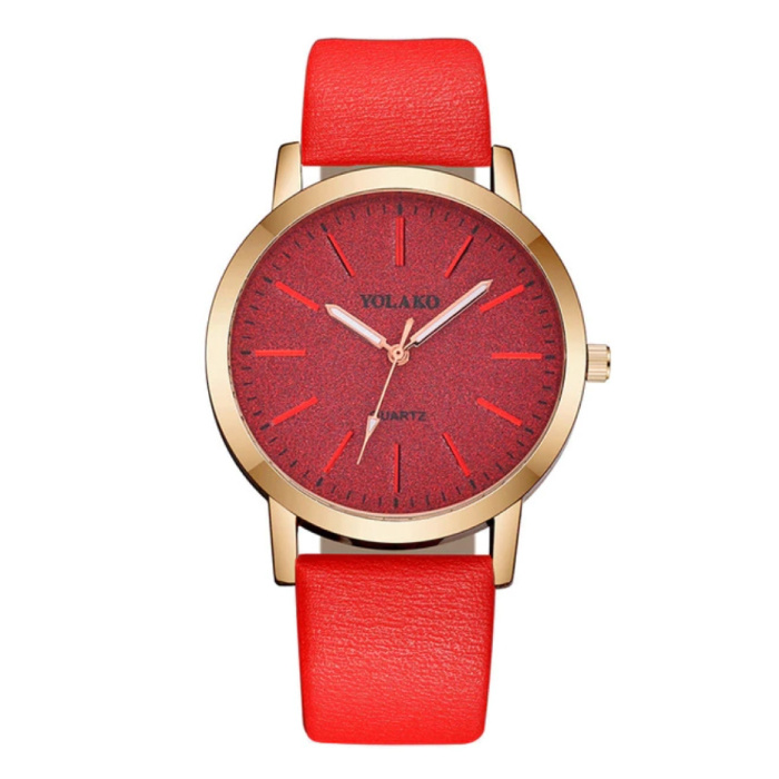 Damski zegarek kwarcowy - luksusowy mechanizm Anologue dla kobiet czerwony