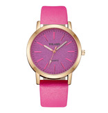 Yolako Montre à quartz pour femme - Montre de luxe Anologue pour femme rose