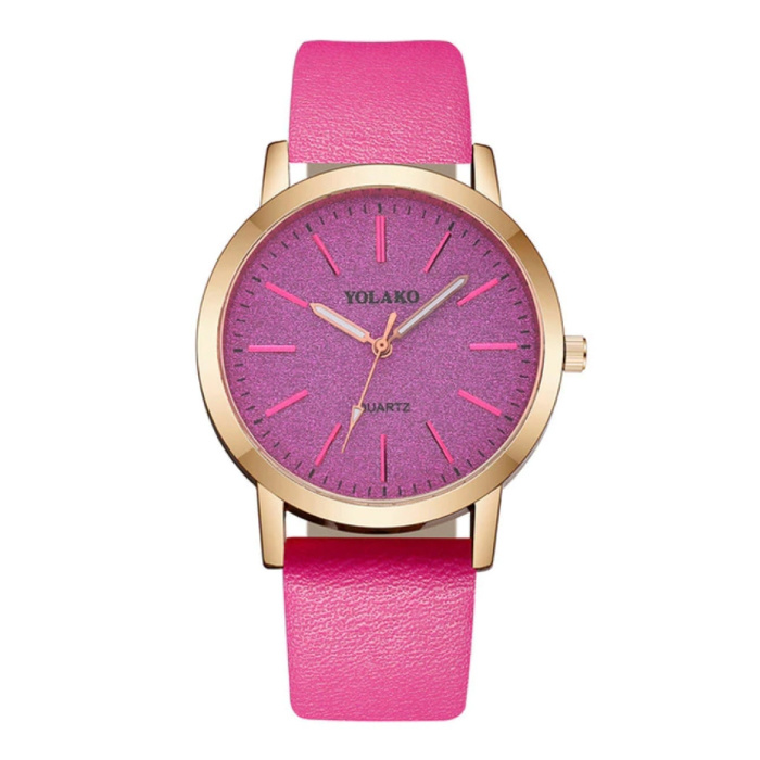 Damski zegarek kwarcowy - luksusowy mechanizm Anologue dla kobiet w kolorze magenta