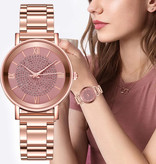 HEZHUKEJI Montre de luxe pour dames - Mouvement à quartz Anologue pour femme rouge