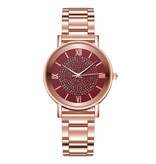 HEZHUKEJI Watch Luxury Ladies - Anologue Quarzwerk für Frauen Rot