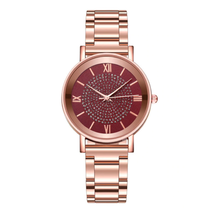 Zegarek Luxury Ladies - Mechanizm Kwarcowy Anologue dla Kobiet Czerwony
