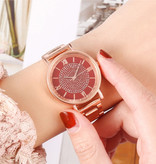 HEZHUKEJI Montre de luxe pour dames - Mouvement à quartz Anologue pour femme rouge