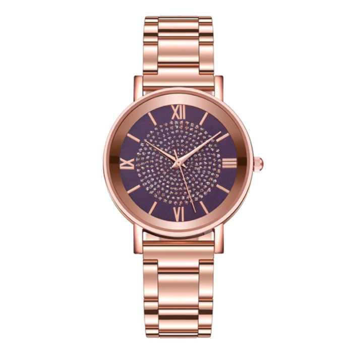 HEZHUKEJI Montre de luxe pour dames - Mouvement à quartz Anologue pour femme Violet
