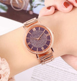 HEZHUKEJI Montre de luxe pour femme - Mouvement à quartz Anologue pour femme Violet