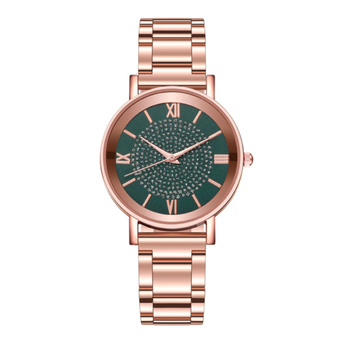 Montre de luxe pour dames - Mouvement à quartz Anologue pour femme vert