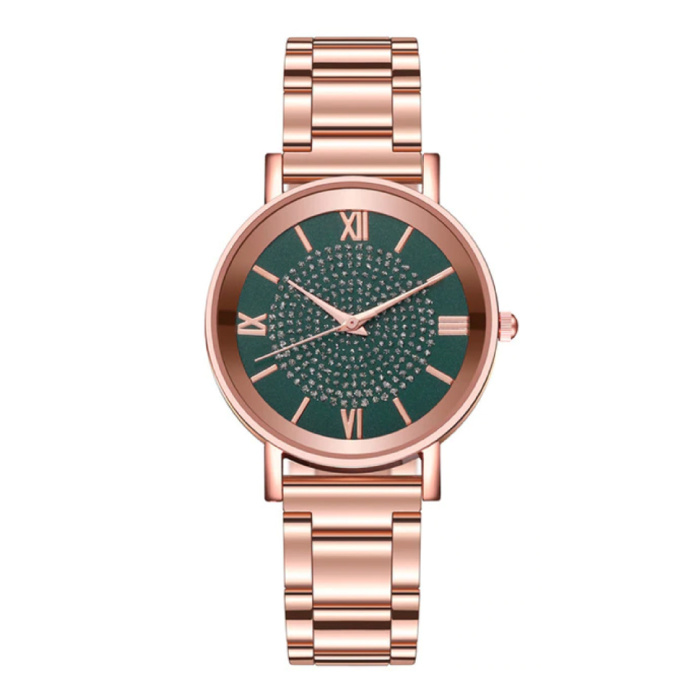 Zegarek Luxury Ladies - Mechanizm Kwarcowy Anologue dla Kobiet Zielony