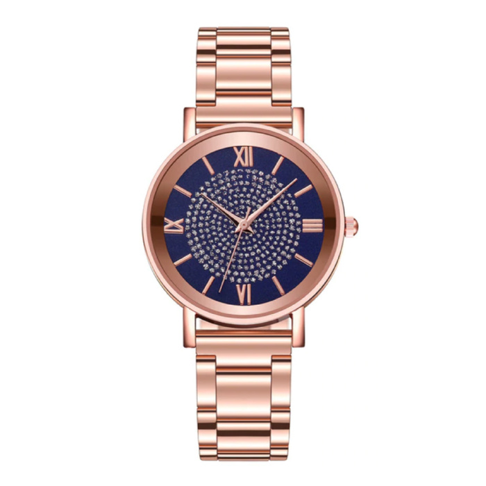 Montre de luxe pour dames - Mouvement à quartz Anologue pour femme bleu